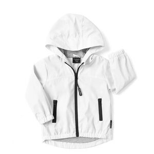 Little Bipsy Flannel Lined White Jacket with Black Zipper Size 3-6 Months